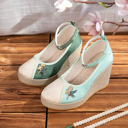 Delilah - Wedge Heels Embroidered Cheongsam Shoes