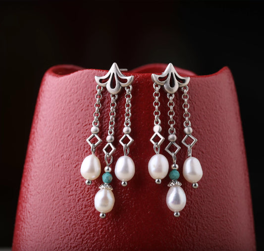 Starry Pearls Chinese Style Earrings