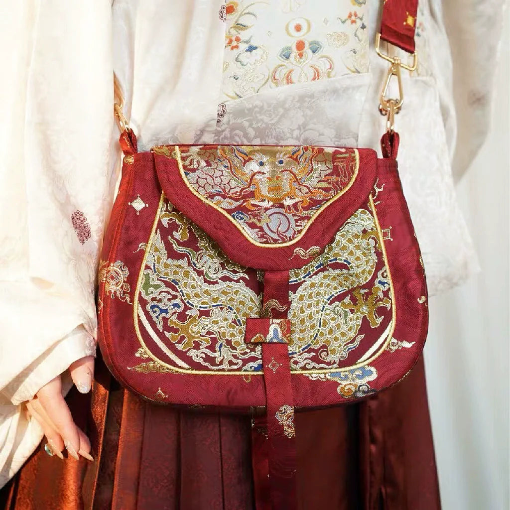 Gold Dragon Crossbody Merchant Bag for Women
