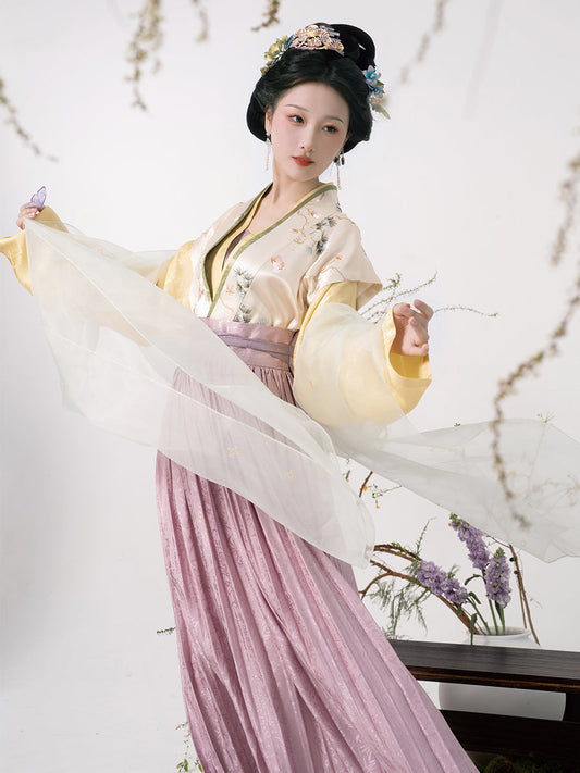 Qiantong 芊桐 - Tang Dynasty Style Beizi Silk and Satin Qiyao Ruqun (Preorder)