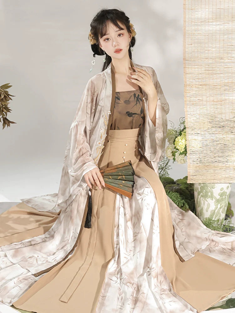 Light Ink Green Bamboo 淡墨青竹 - Modern Song Dynasty Hanfu Outfit