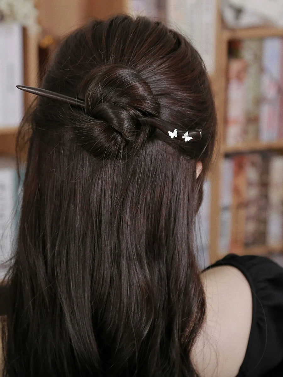 Ebony Hair Stick: Butterfly Lovers