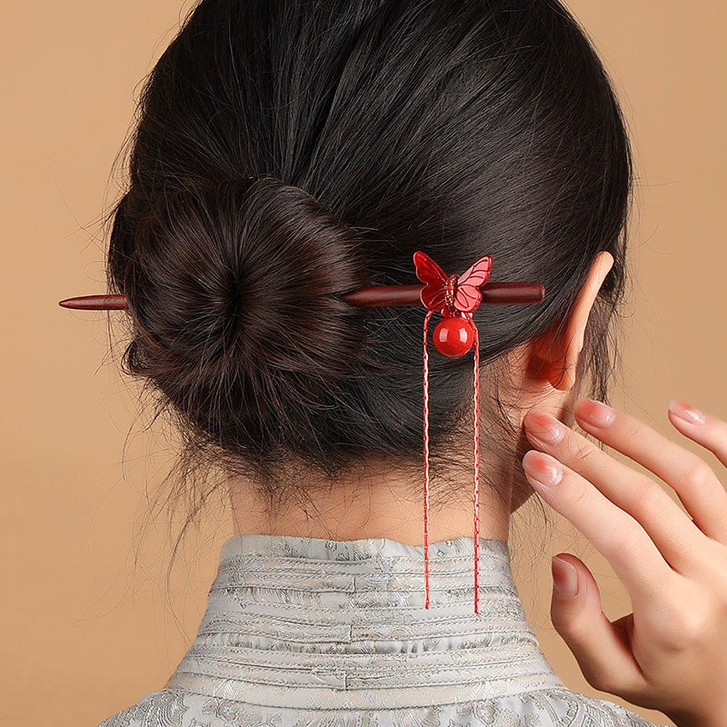 Sandalwood Hair Stick: Butterfly