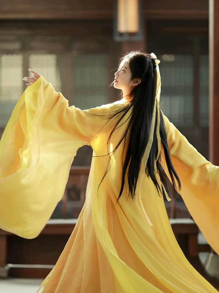 WJNS Dynasties Hanfu - Cross Collar Jiaoling Ruqun in Ginger