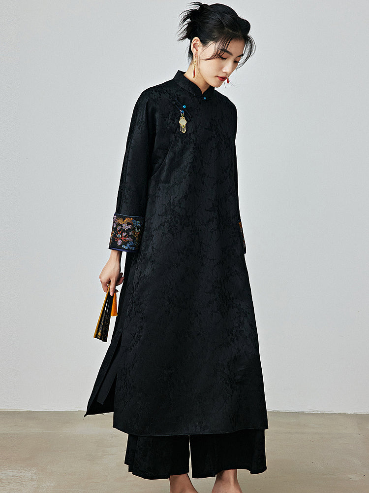 Onyx - Jacquard Satin Cheongsam Dress