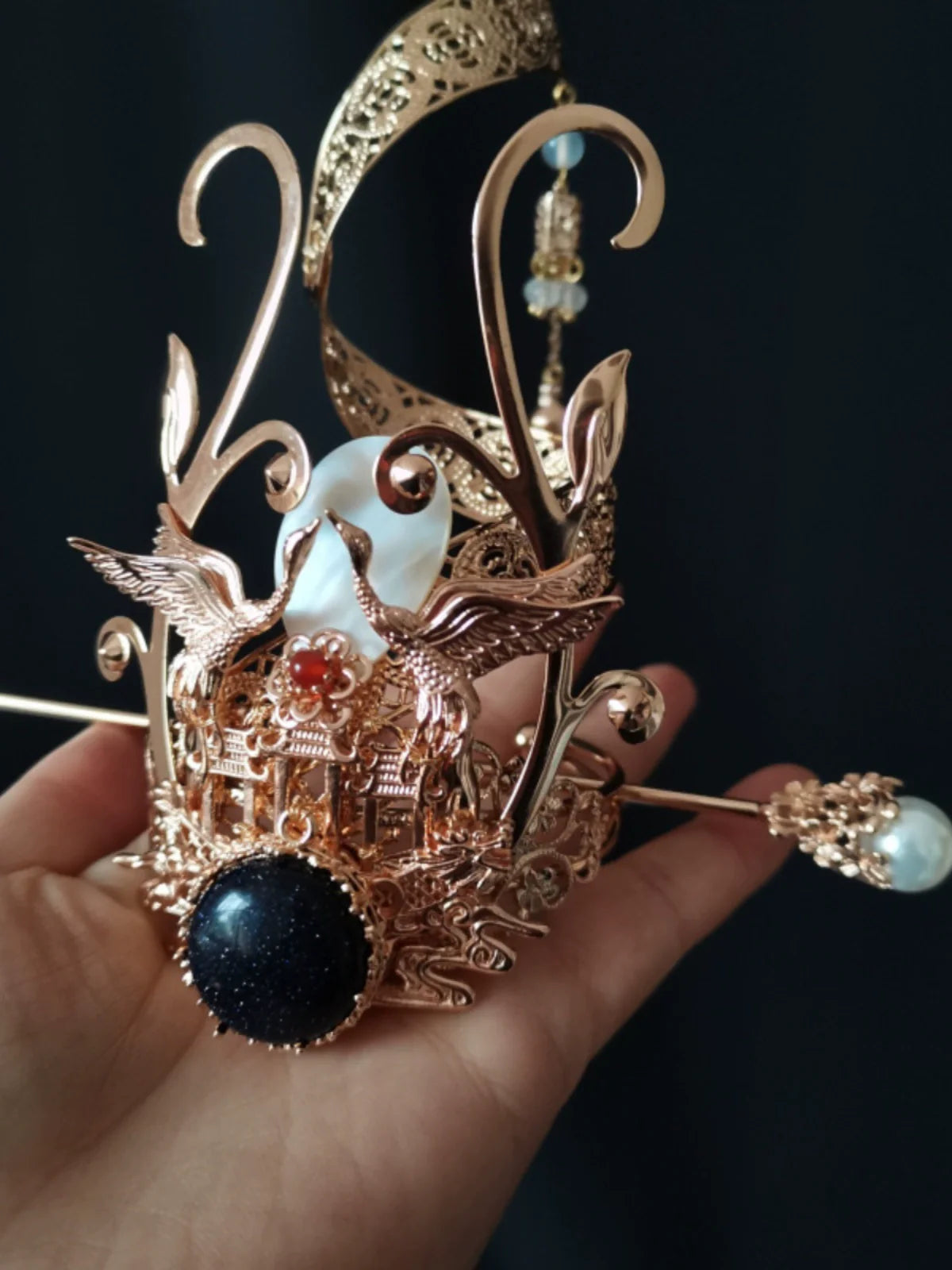 Spiral Cranes - Unisex Hanfu Hair Crown