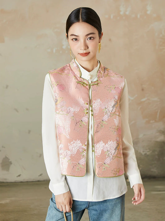 Birds and Peony - New Chinese Style Jacquard Women Vest