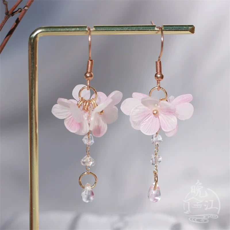Pink Blooms Chinese Style Earrings
