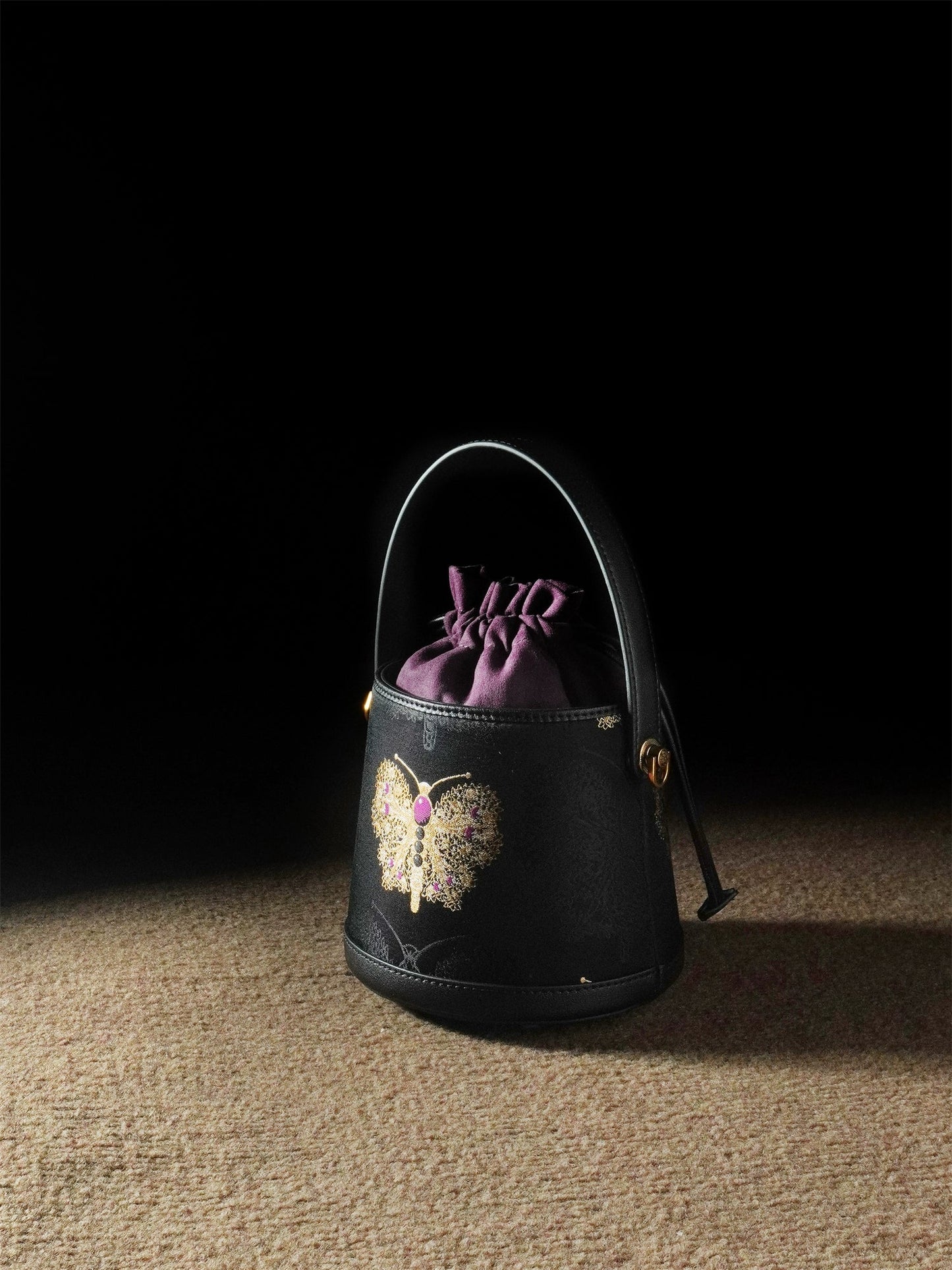 Golden Butterfly Mini Bucket Bag for Women