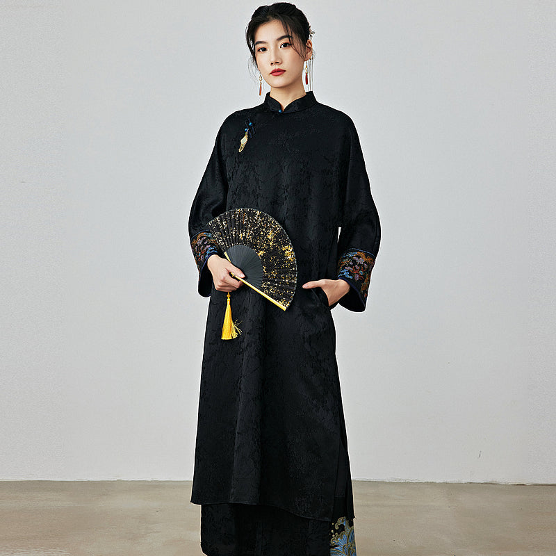 Onyx - Jacquard Satin Cheongsam Dress