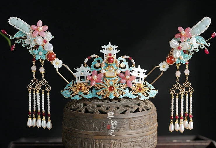 Hanfu Hair Accessories Set: Mountain Pavilions