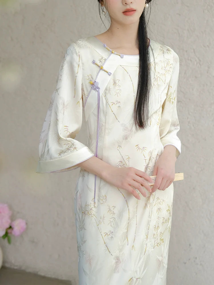 Bamboo Leaf - New Chinese Style Cheongsam Dress (Preorder)