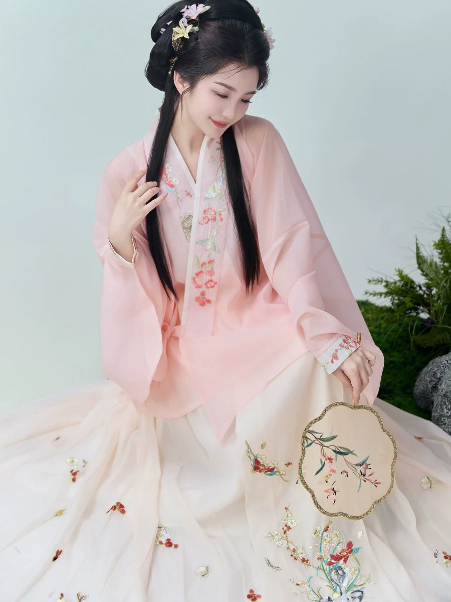 Pastel Linglong - New Chinese Style Ming Dynasty Hanfu Matching Set