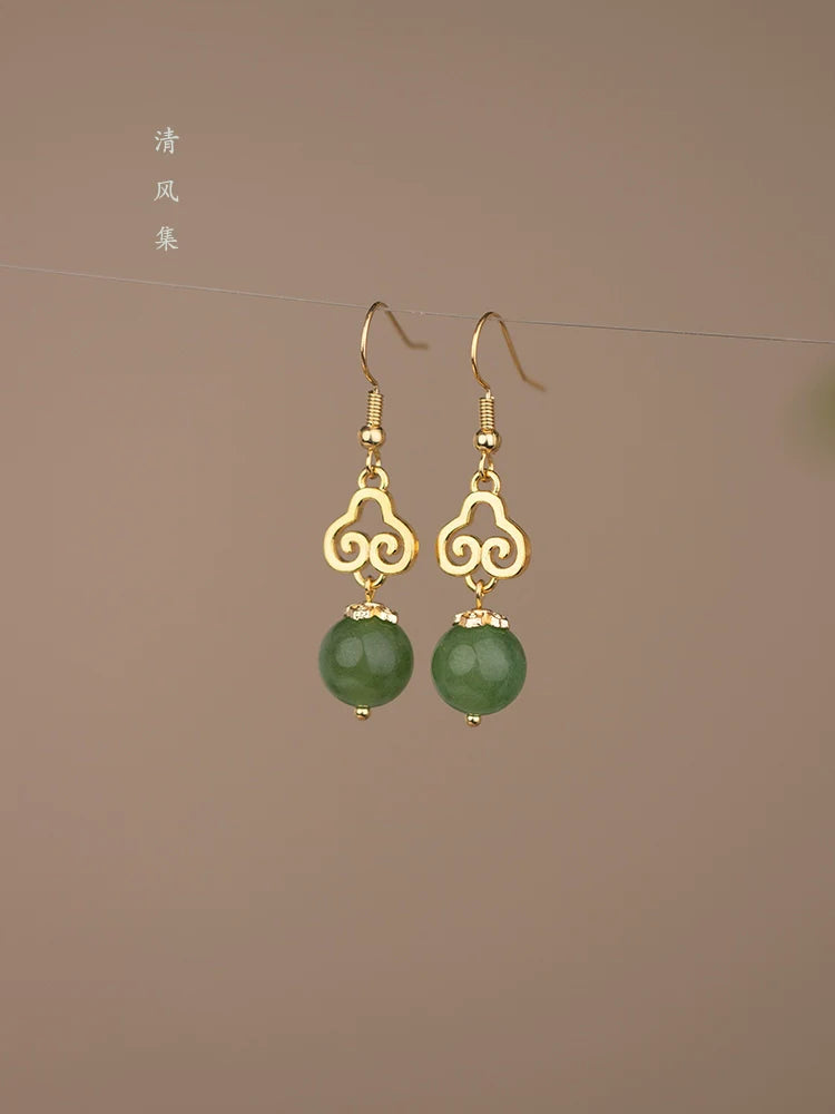Jade Clouds Chinese Style Earrings
