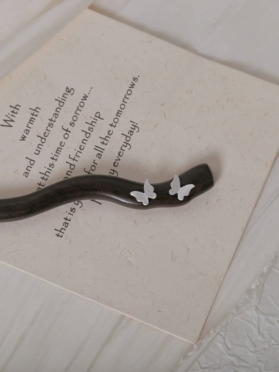 Ebony Hair Stick: Butterfly Lovers
