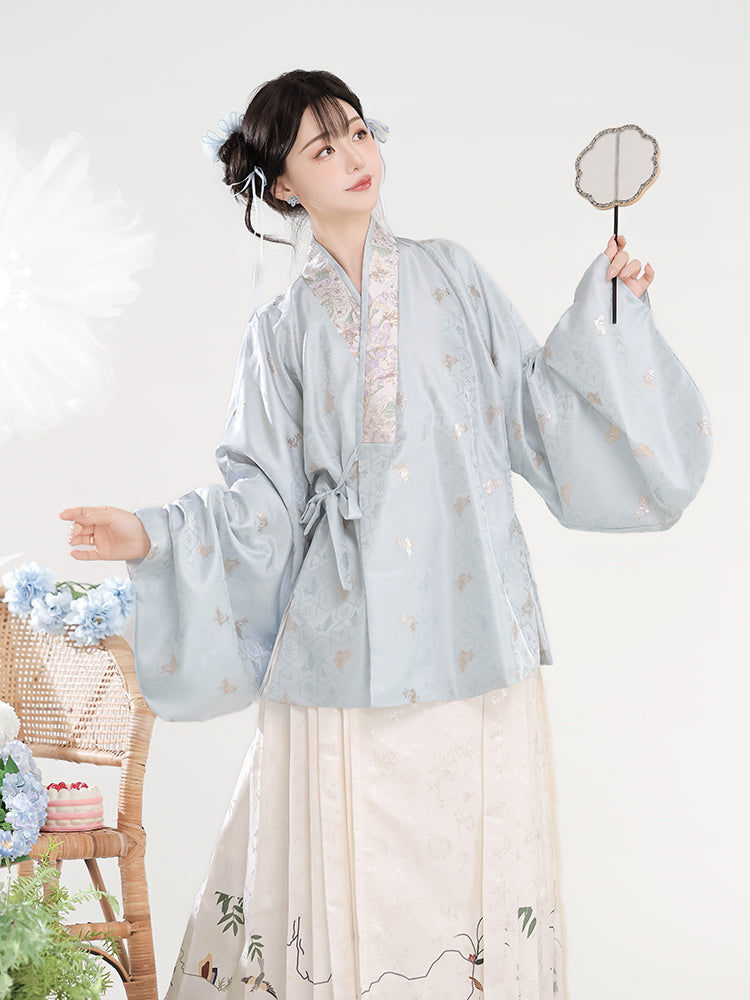 Hundred Herbs 百草 - Cross Collar Top & Mamianqun Ming Dynasty Hanfu Set