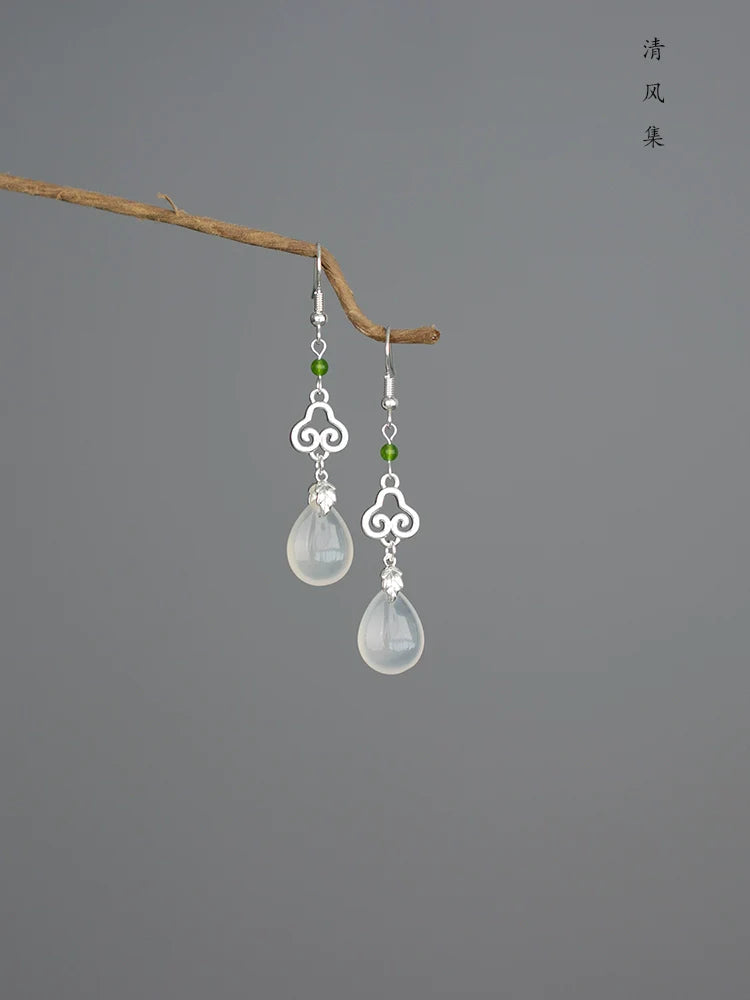 Silver Antique Chinese Style Earrings