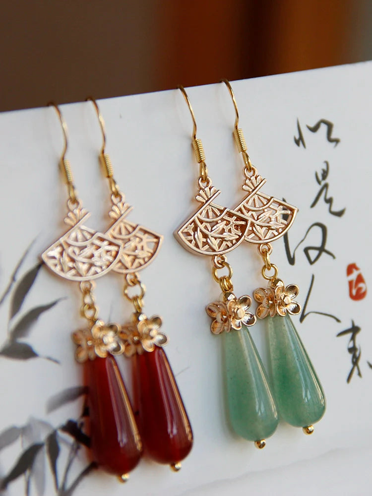 Oriental Fan Chinese Style Earrings