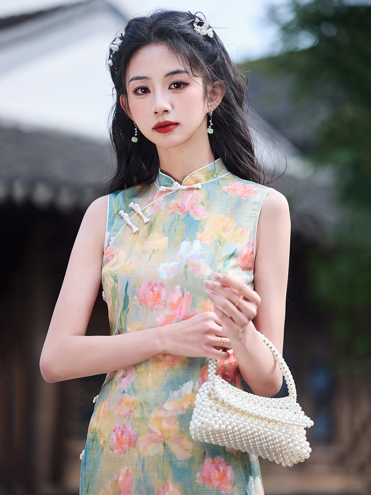 Huayi 花逸 - Sleeveless Retro Floral Long Cheongsam