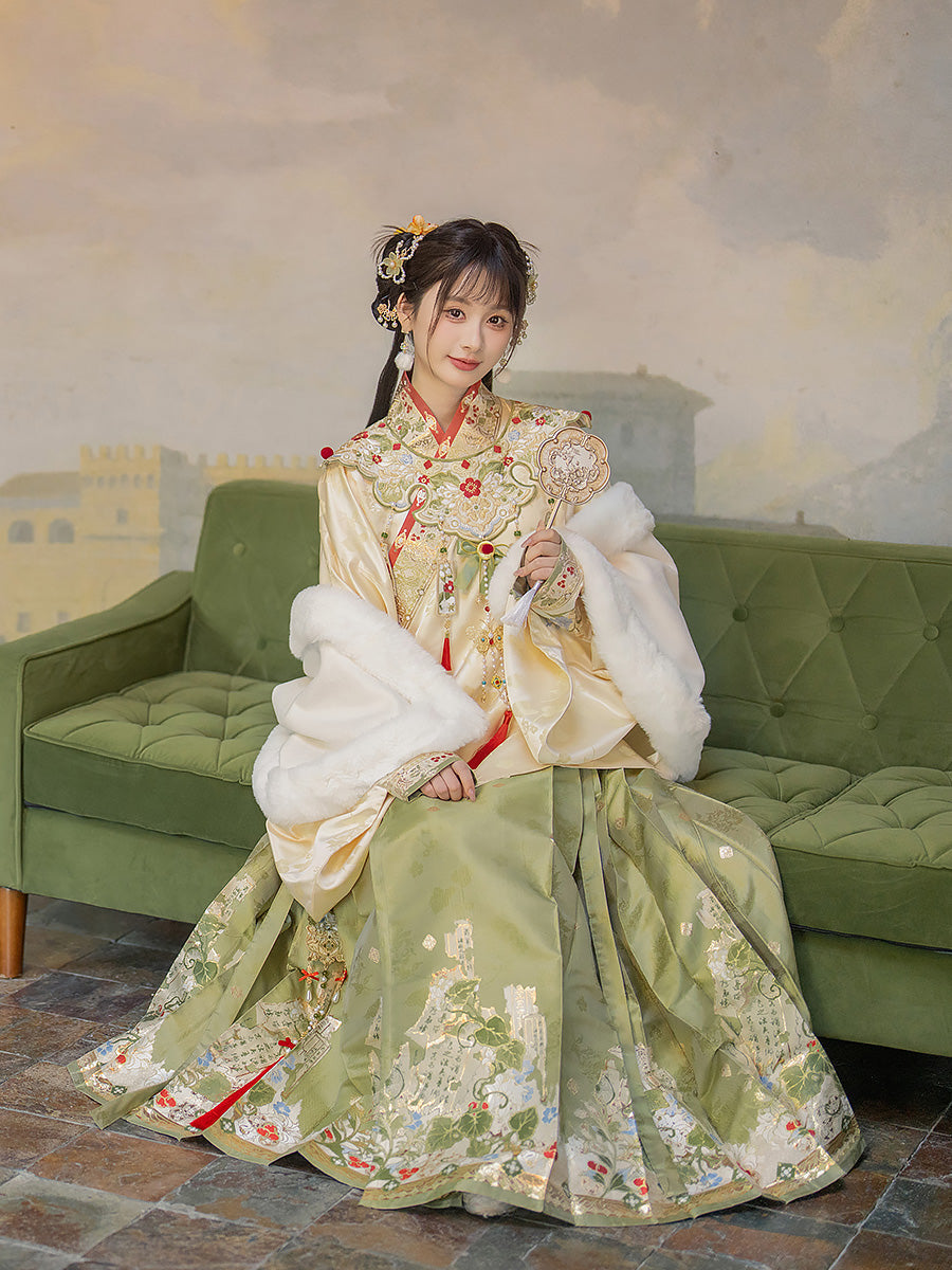 Spirit of Plants and Trees 草木之灵 - Pipa Sleeve Top & Mamianqun Ming Dynasty Hanfu Set