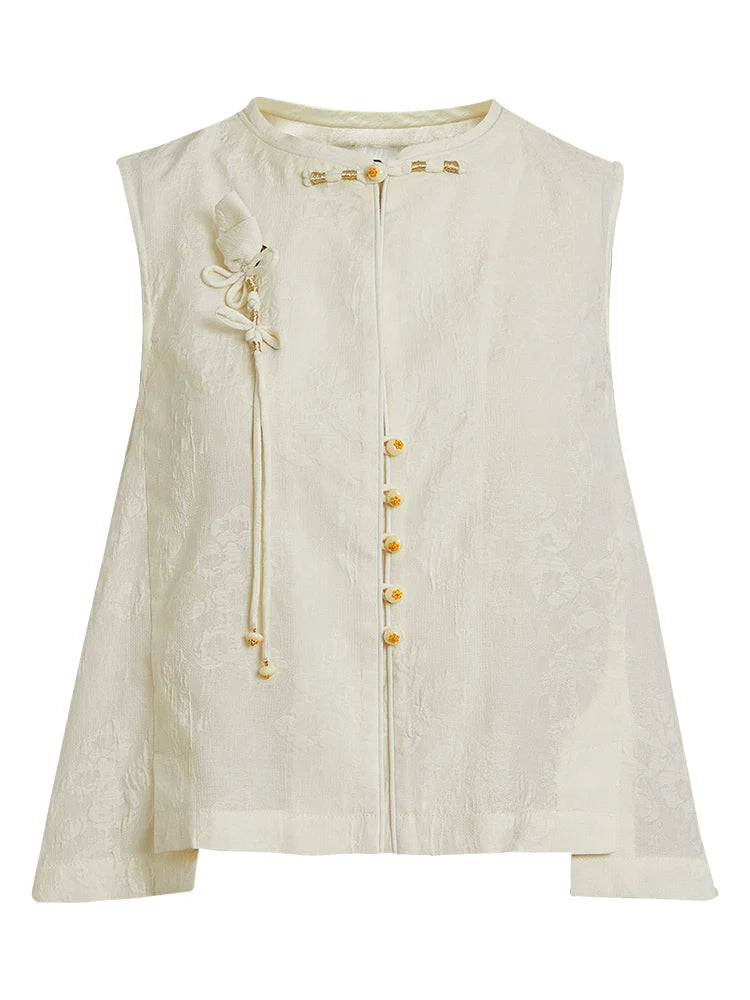 Lixia - New Chinese Style Jacquard Women Vest