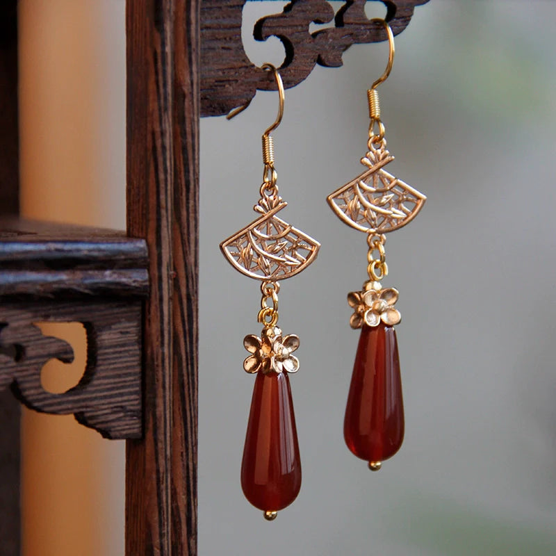 Oriental Fan Chinese Style Earrings