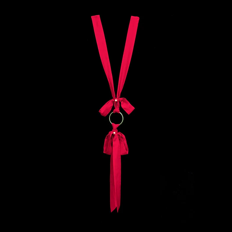 Crimson - Handmade Ribbon Tassel Waist Sash for Hanfu