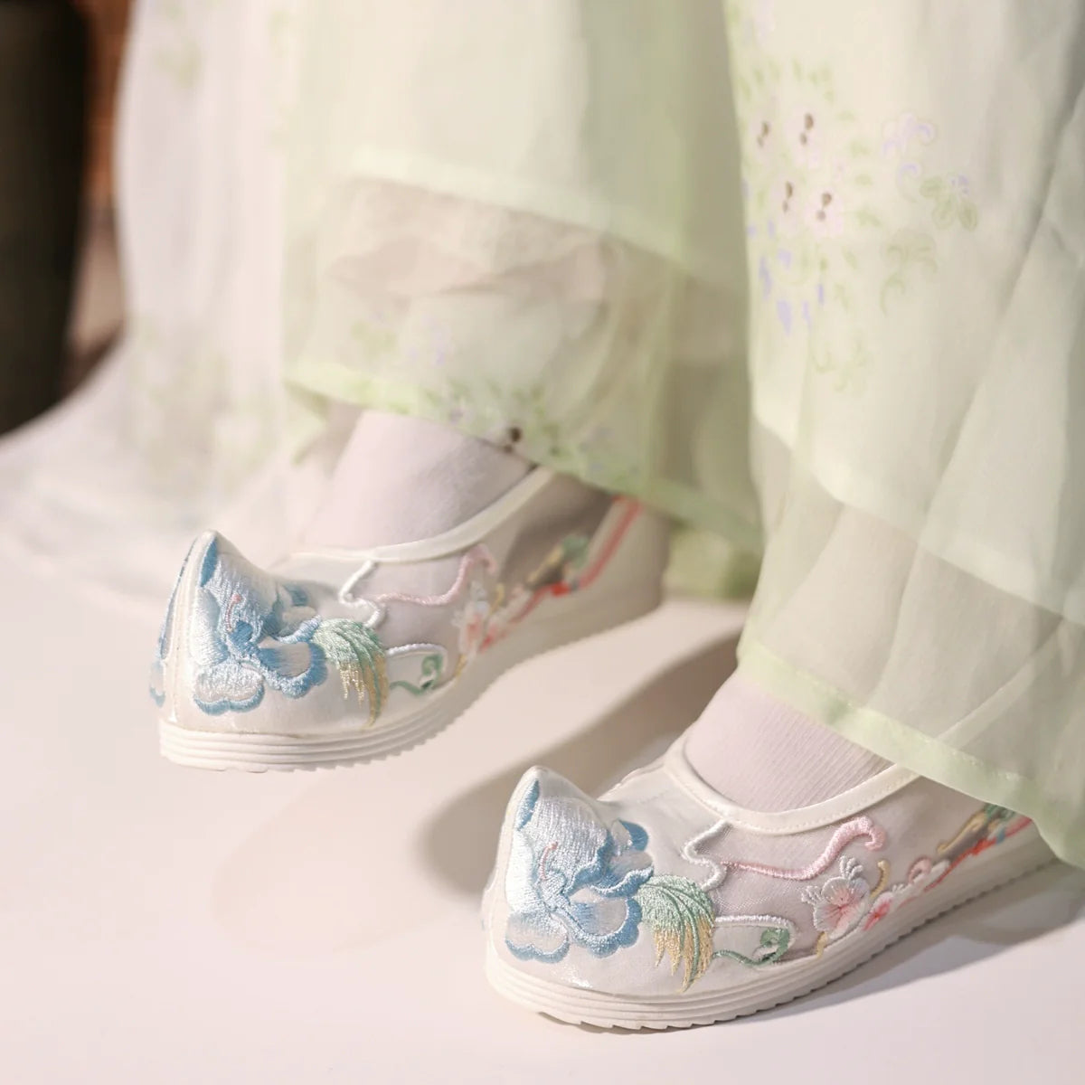 Ruby - Sheer Embroidered Chinese Hanfu Shoes