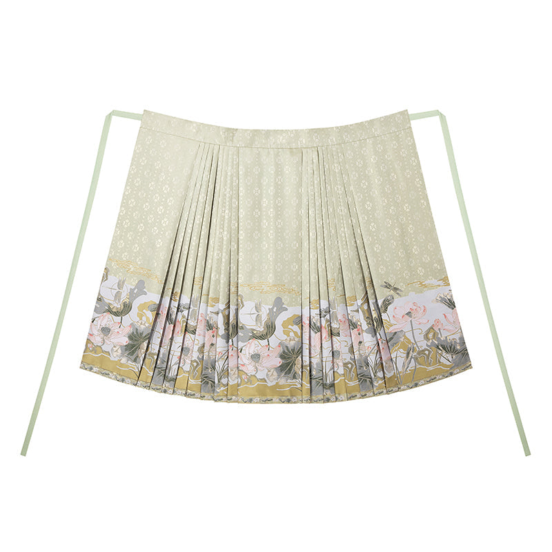 Lotus Pond Evening 荷塘晚 - Robe & Mamianqun Ming Dynasty Hanfu Set