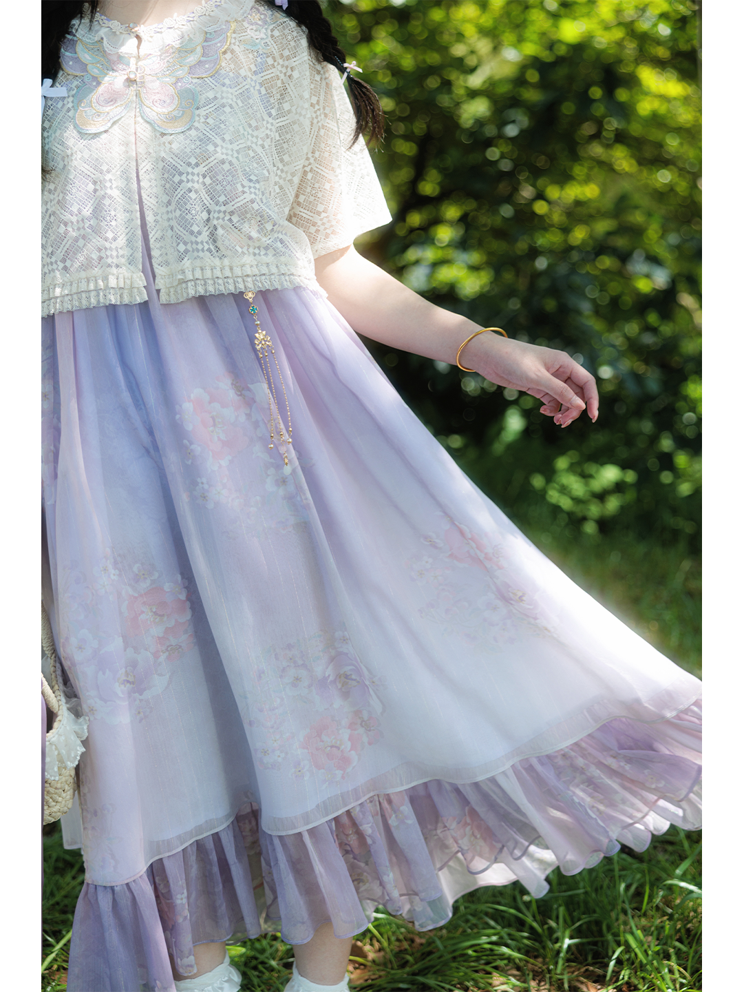 Ting Yue 汀月 - Modern Tang Dynasty Two-Piece Purple Hanfu for Summer (Preorder)