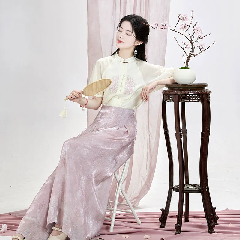 Ming Dynasty x Modern Hanfu: Summer Mist 粉雾花影 (Preorder)