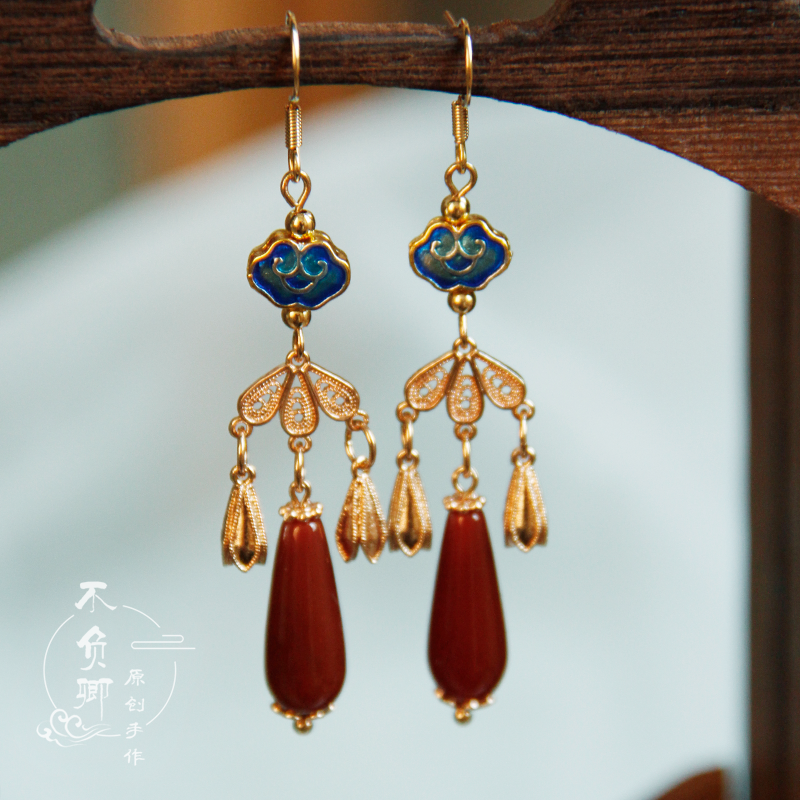 Iridescent Clouds Chinese Style Earrings