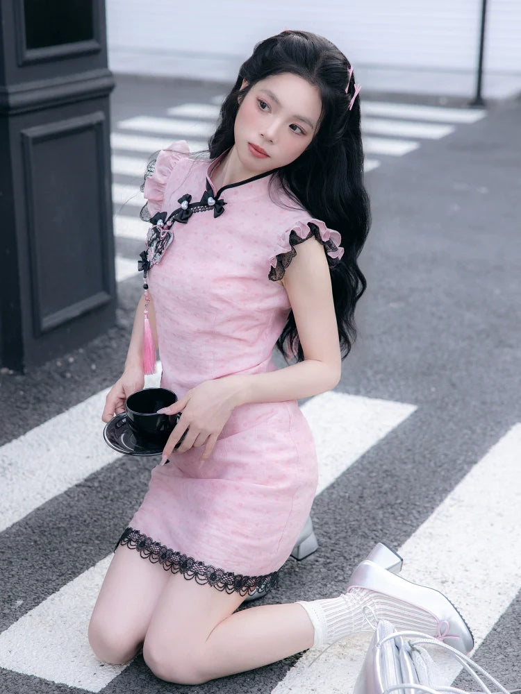 Heart Powder 觅心粉黛 - New Chinese Style Cheongsam Dress (Preorder)