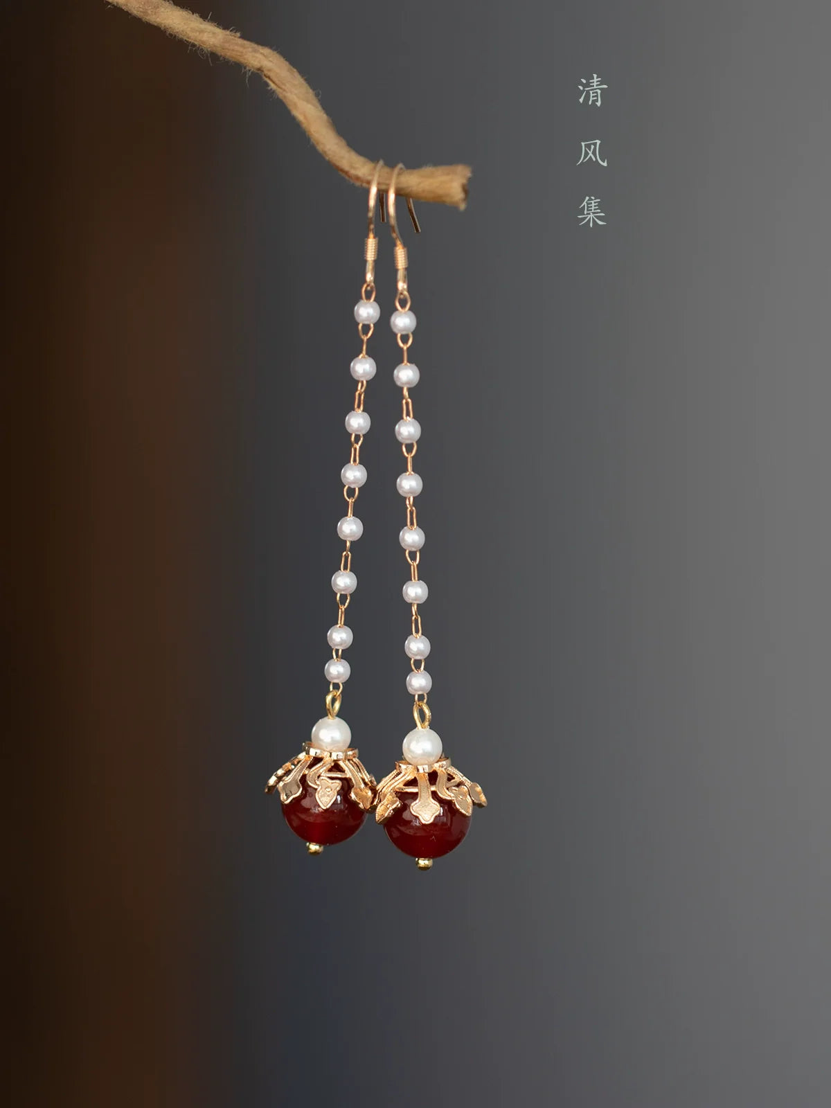 Beaded Pearls Chinese Style Earrings