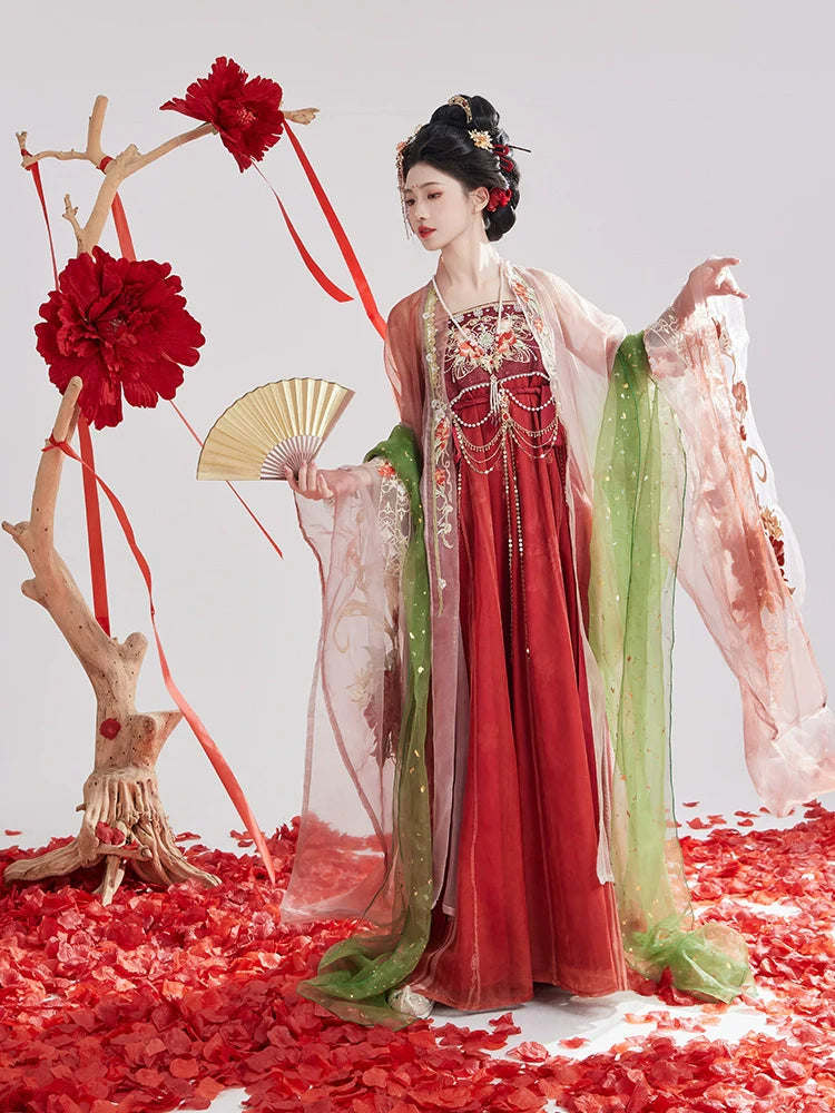 Camellia 山茶 - Tang Dynasty Style Hanfu Dress Heziqun