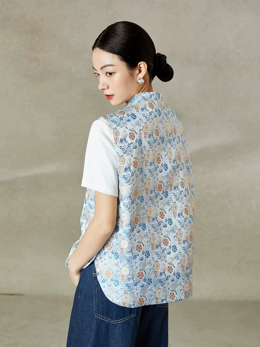 Porcelain - New Chinese Style Jacquard Women Vest