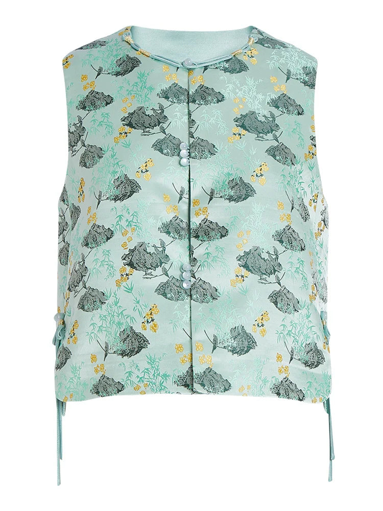 Mint Clouds - New Chinese Style Jacquard Women Vest