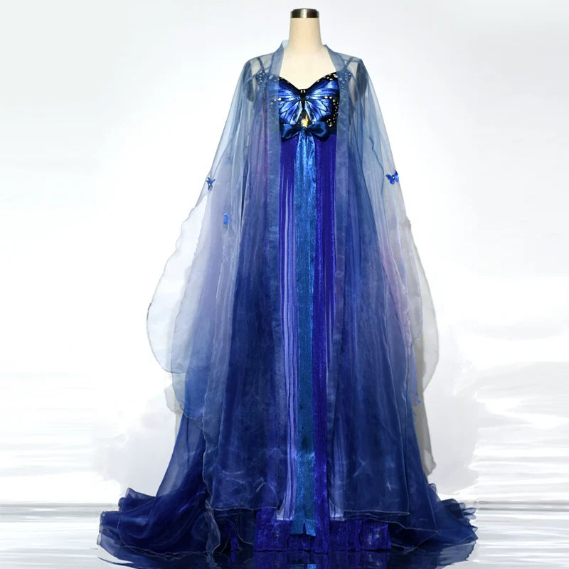 Illusory Butterfly 蓝蝶 - Tang Dynasty Style Hanfu Dress Heziqun