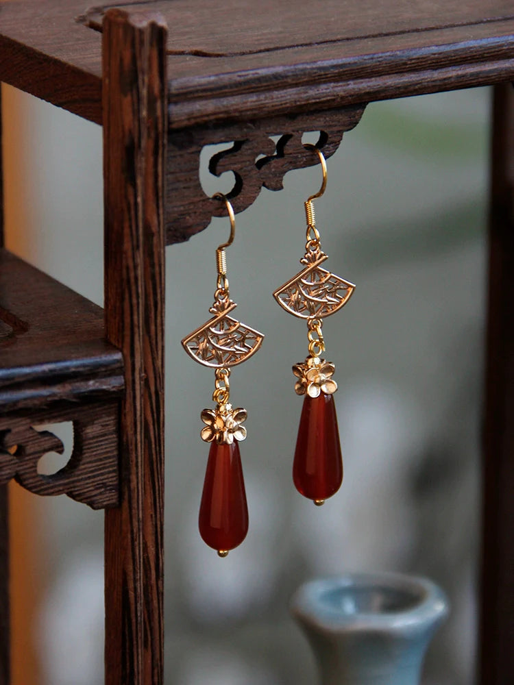 Oriental Fan Chinese Style Earrings