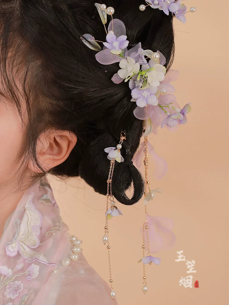 Hair Clips: Purple Blooms