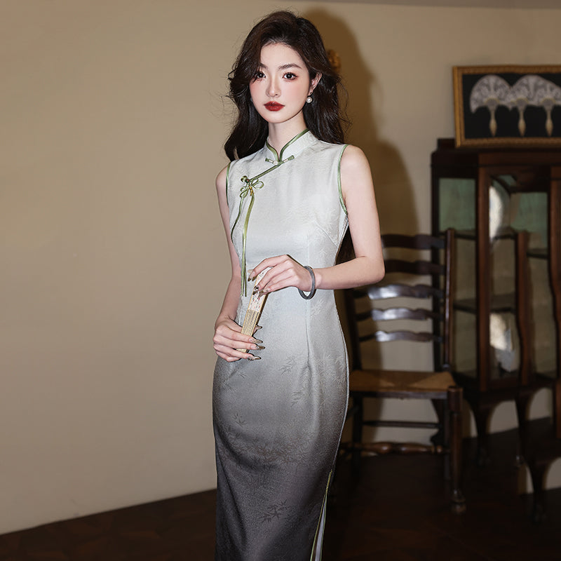 Lilac Mint - Sleeveless Purple Midi Cheongsam