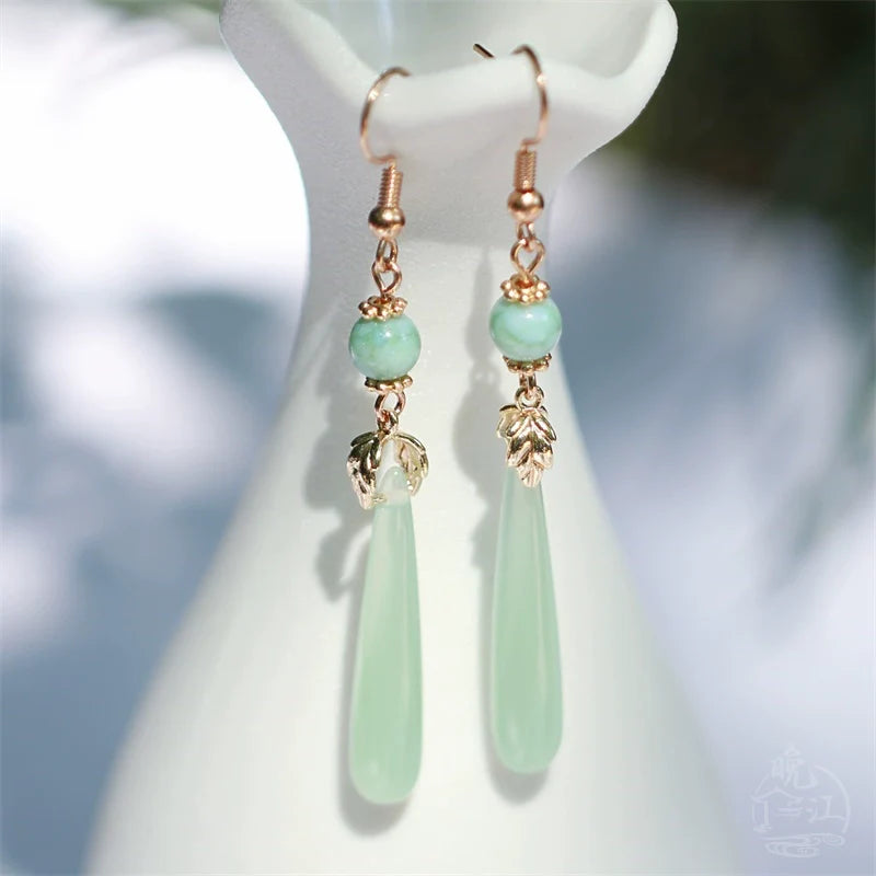 Jade Droplets Chinese Style Earrings