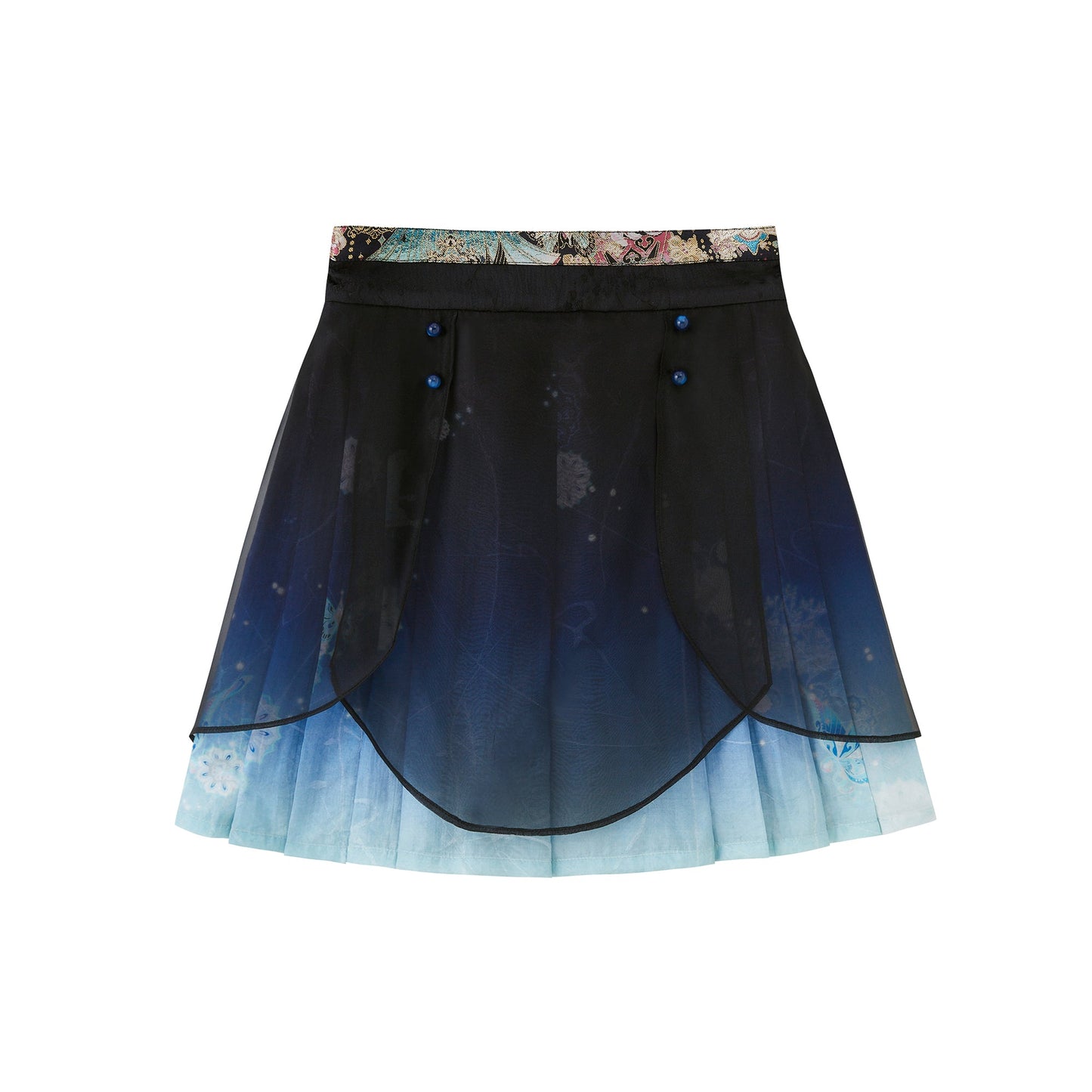 Butterfly Under The Lamp 灯下蝶 - New Chinese Style Eclectic Cheongsam Top and Mamianqun Set (Preorder)