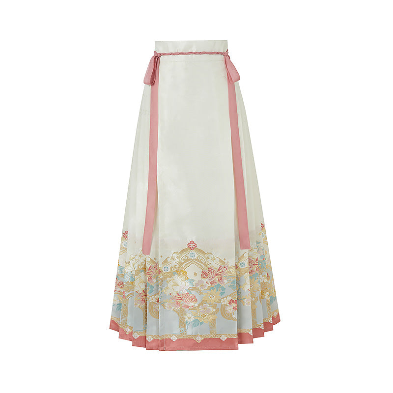 Bogu Taohua 博古桃花 - Cross Collar Top & Mamianqun Ming Dynasty Hanfu Set
