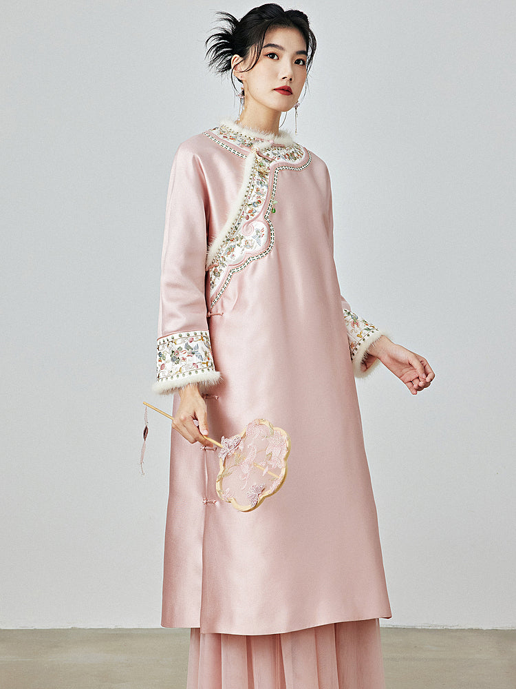 Frost Moon - Padded Cheongsam Dress for Autumn and Winter