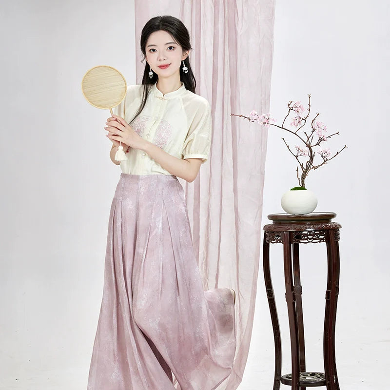 Ming Dynasty x Modern Hanfu: Summer Mist 粉雾花影 (Preorder)