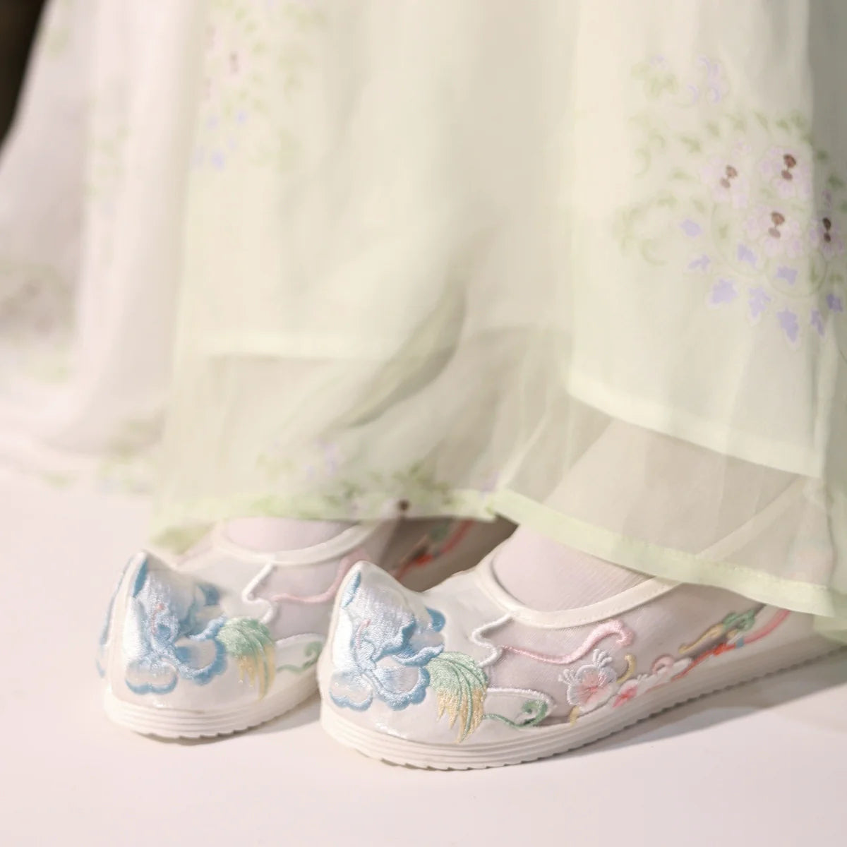 Ruby - Sheer Embroidered Chinese Hanfu Shoes