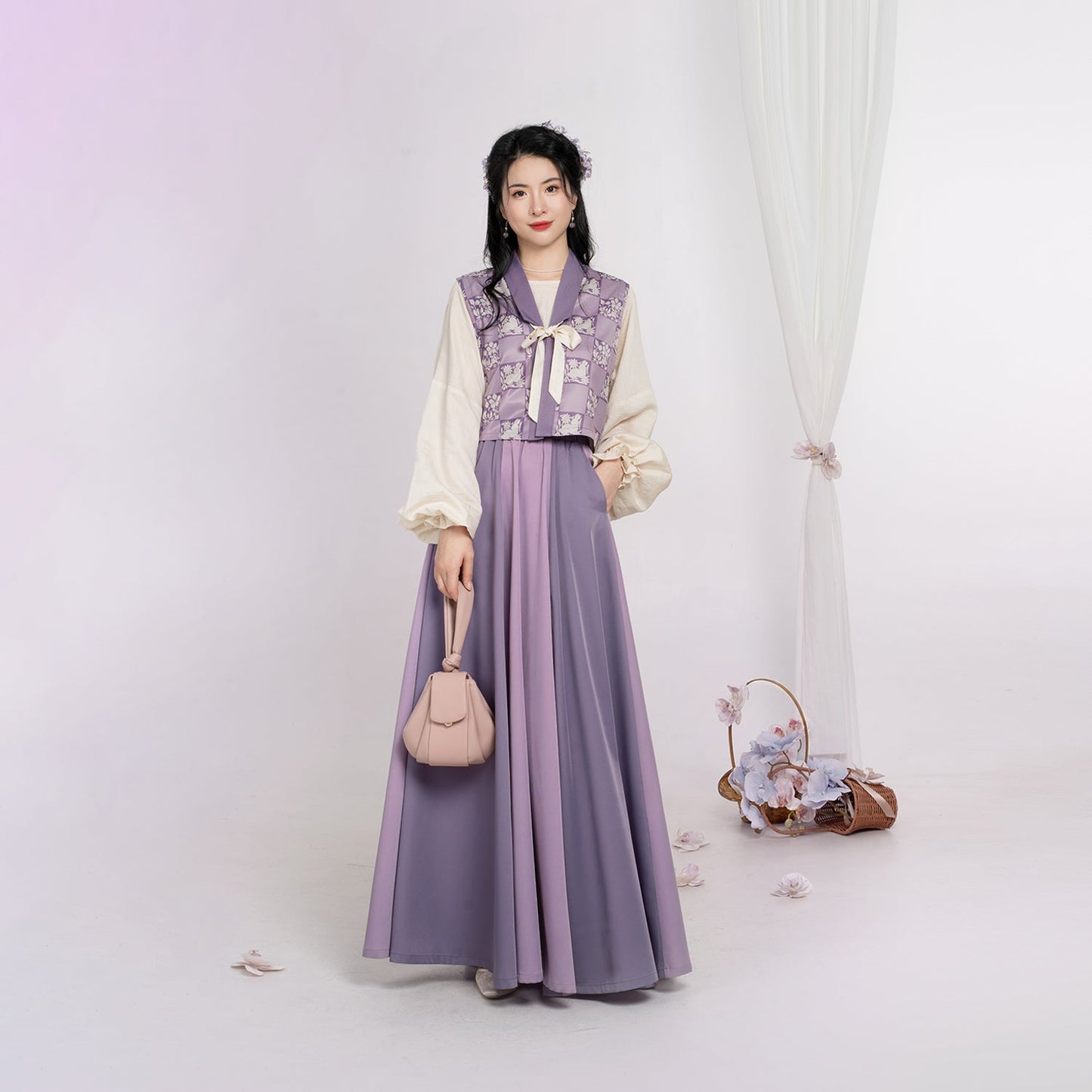 Taro Milk Tea 芋泥奶茶 - New Chinese Style Tang Dynasty Beizi Hanfu (Preorder)