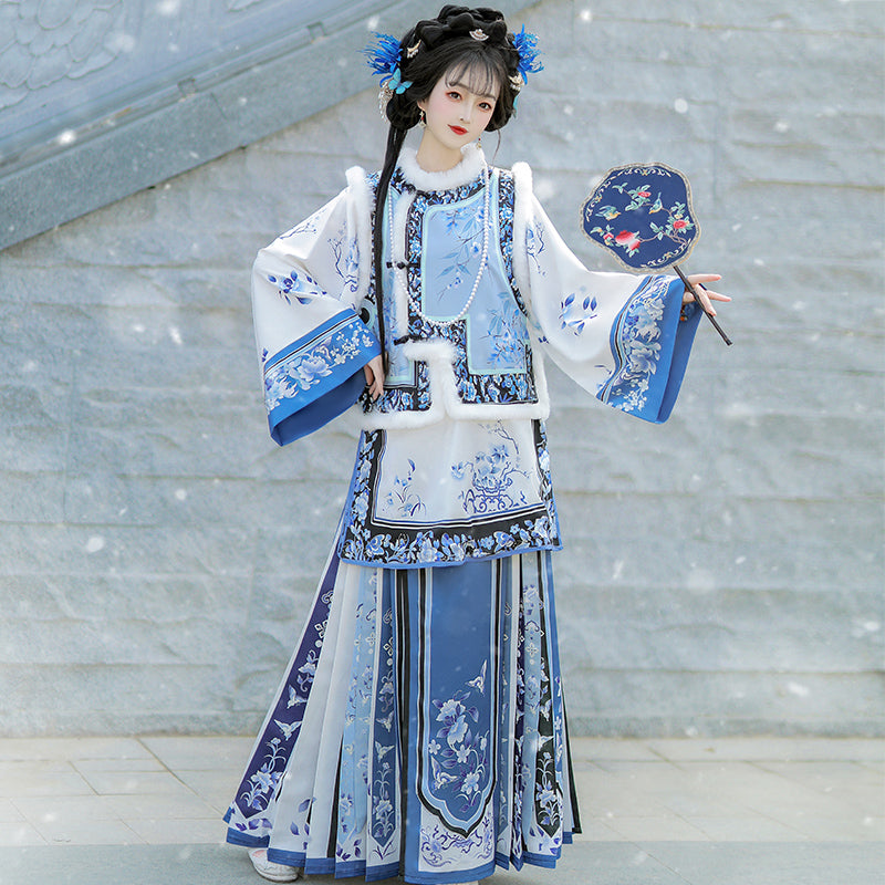 Celadon - Late Qing Dynasty Han Lady Outfit for Autumn and Winter