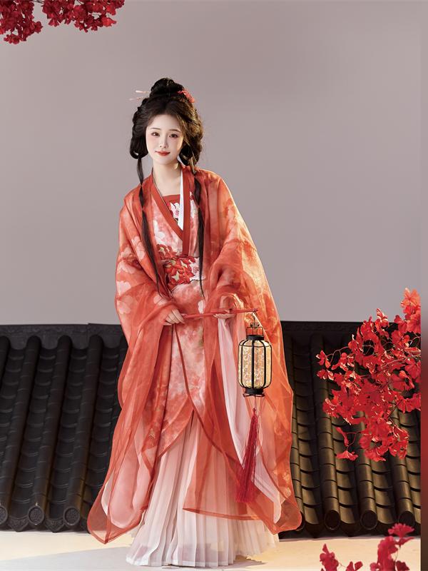 Red Scarlet 红绯 - Warring States and Han Dynasty Straight Hem Robe